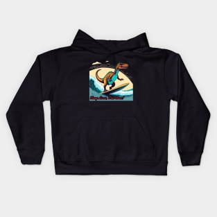 Dinosaur Surfing Funny Kids Hoodie